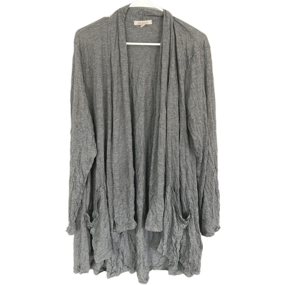 Jess & Jane Cardigan Sweater & Tank Women 2X Gray Crushed Knit 2 Piece Set NWT